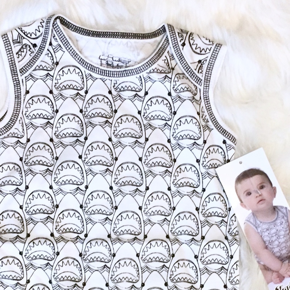 NWT♥ shark sleeveless onesie